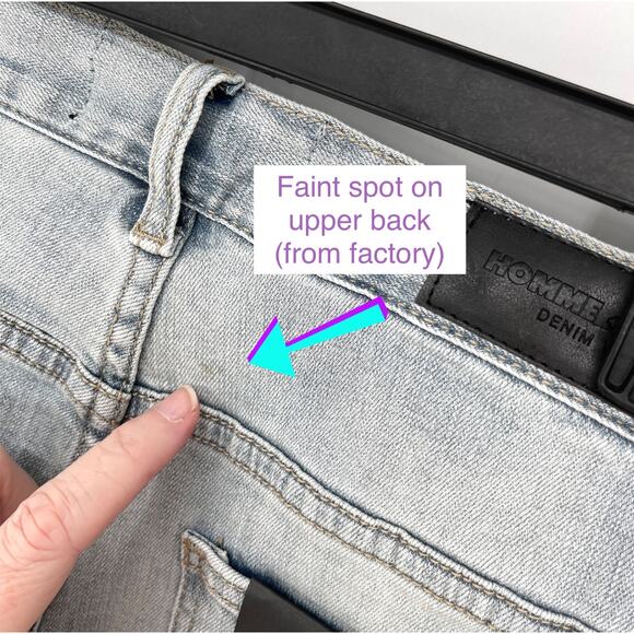 Homme + Femme NEW Skinny Blue Jeans Mens Sz 32 Light Wash Stretch Streetwear - Picture 5 of 9